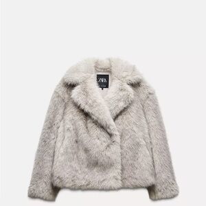 Zara Women's Light Gray Teddy Jacket